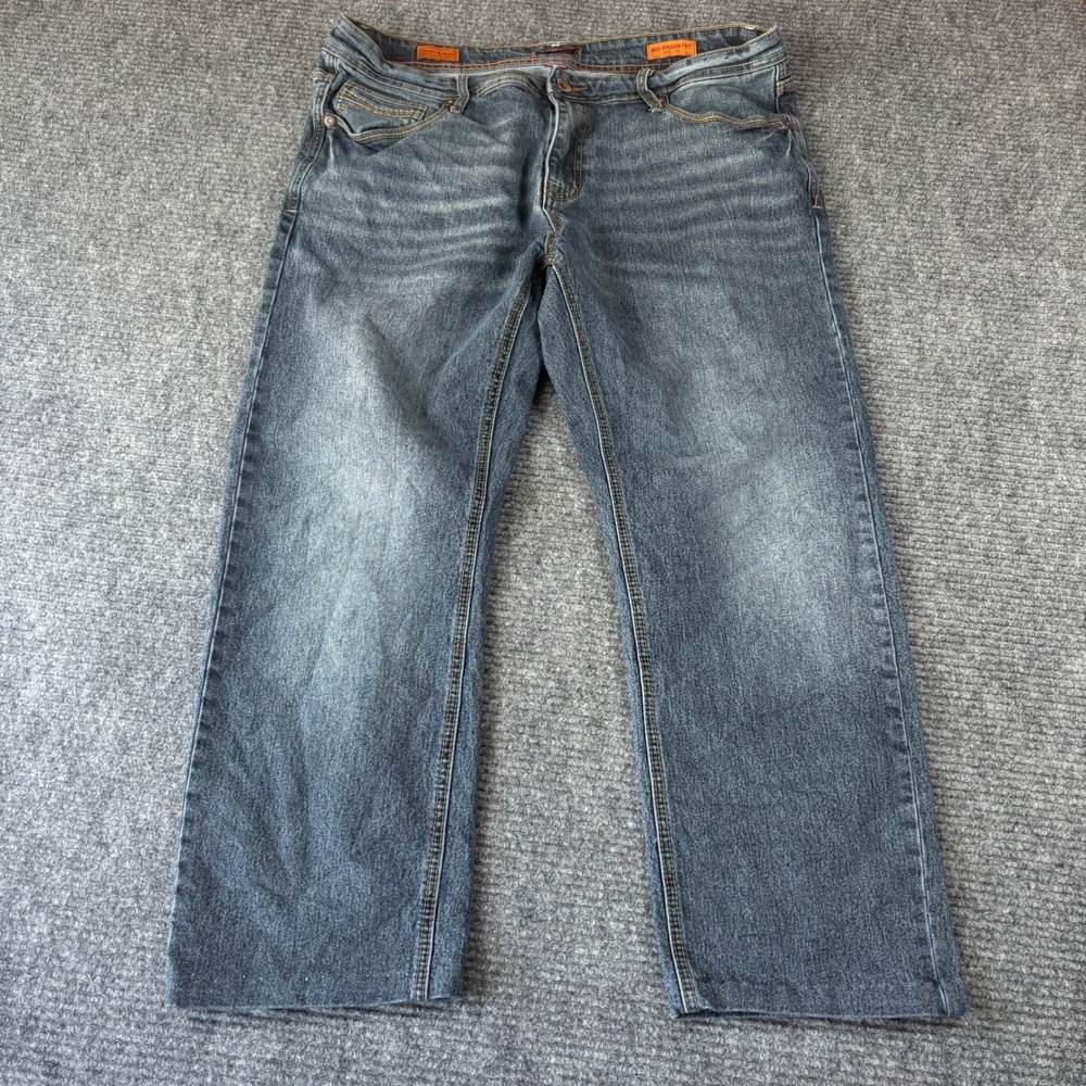 True Rebel 805 Straight Fit Mens Blue Denim Jeans 36x30 Medium Wash 4162 Hemmed